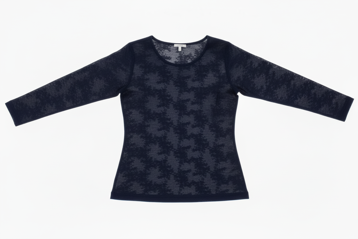 Linea Elle Maglia Pizzo Blu Notte Maniche Lunghe