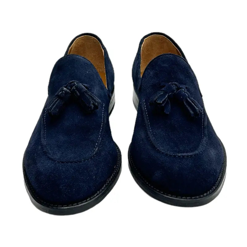 Sandro Barbera 4208 tassel loafer uomo blu camoscio