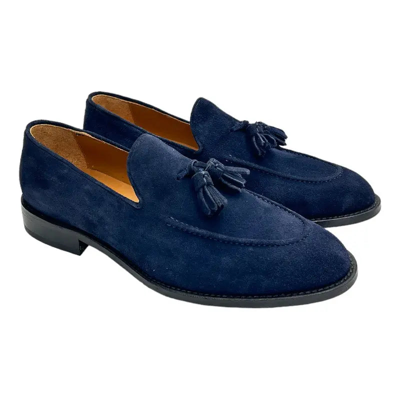 Sandro Barbera 4208 tassel loafer uomo blu camoscio