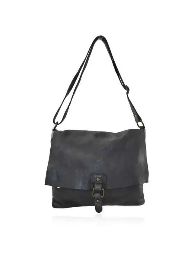 Sandro Barbera BAHN35 Borsa a Spalla Pelle Nero Vintage