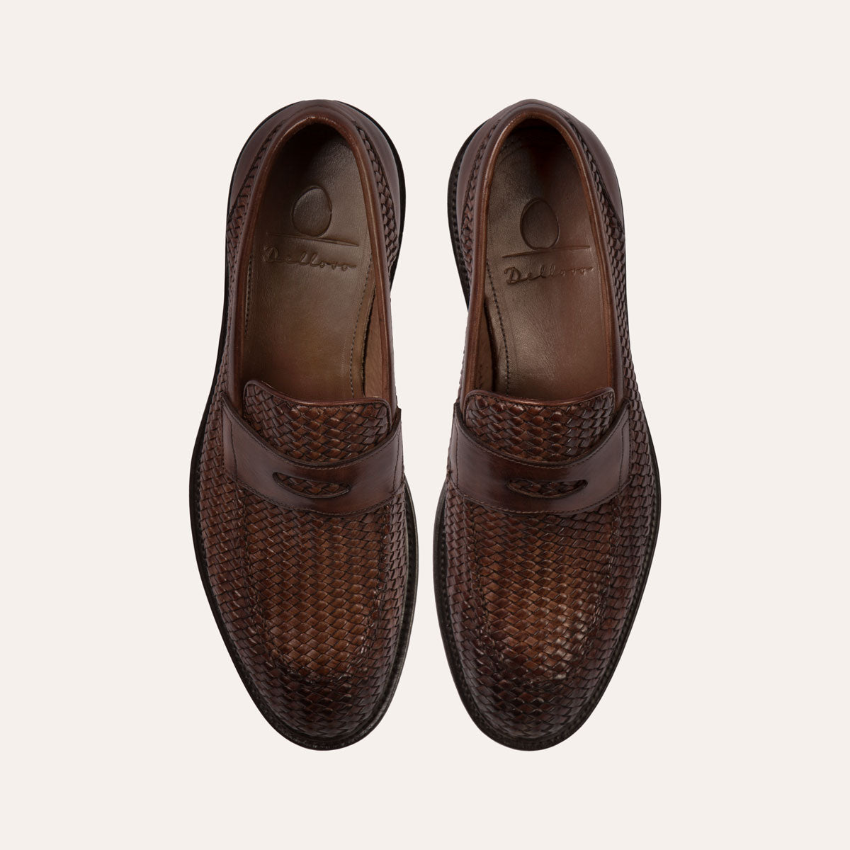 Dellovo Lieto mocassino vitello brandy2 intrecciato