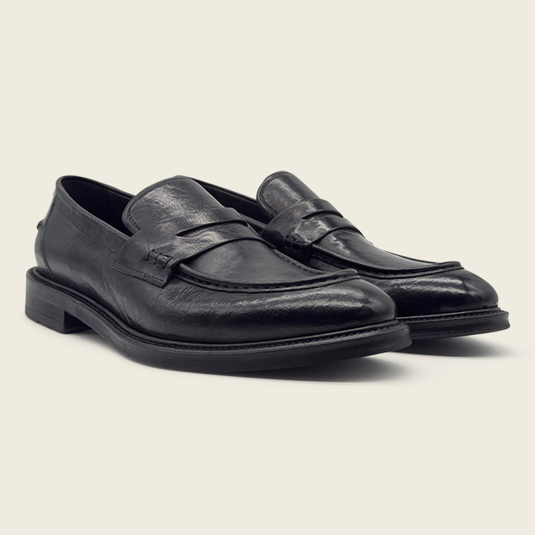 Dellovo Conca Loafer Uomo Nero Pelle Bufalo Invernale