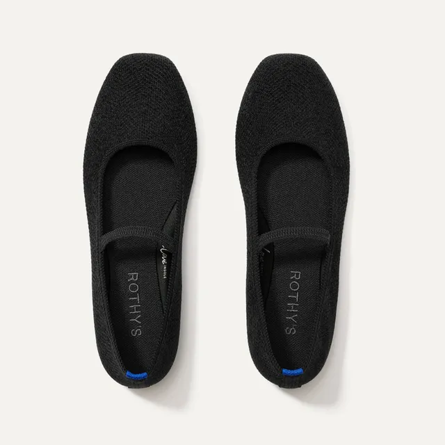 Rothy's The Max Square Mary Jane ballerine ReVelvet Black