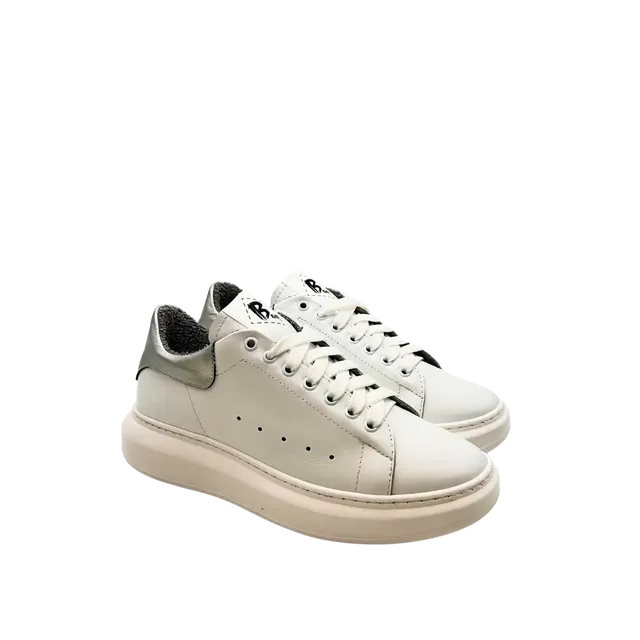 Sandro Barbera B68 Iconic Sneakers Bianco Argento 39 Pelle