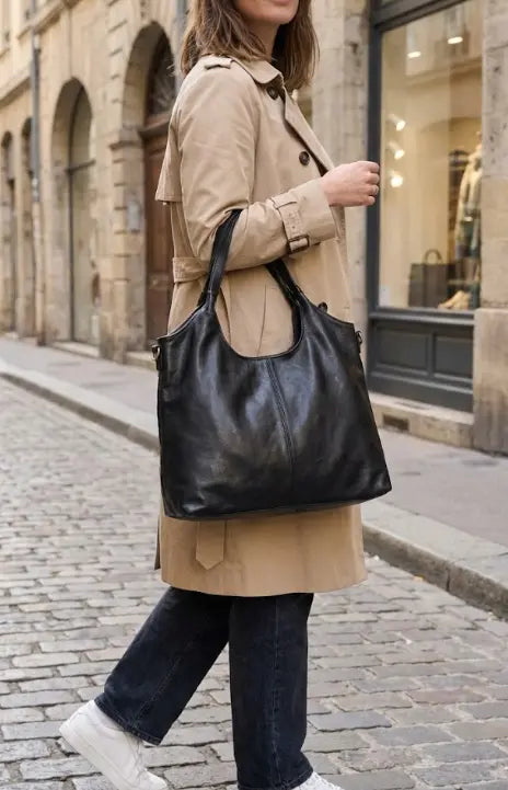 Sandro Barbera BASJ58 Borsa a Spalla Nero Pelle Vintage