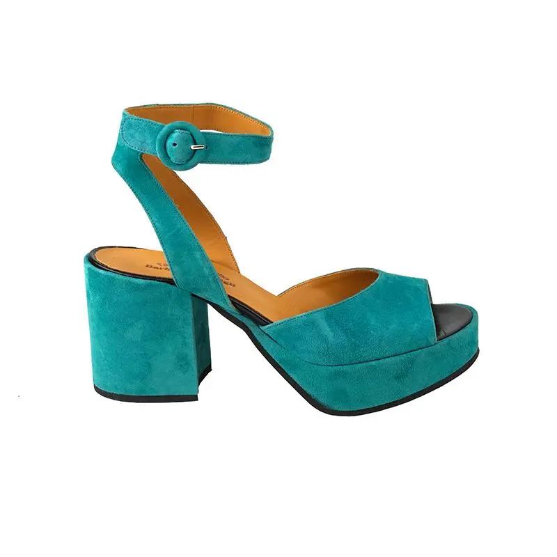 Sandro Barbera 1202 Sandalo plateau azzurro tacco 90