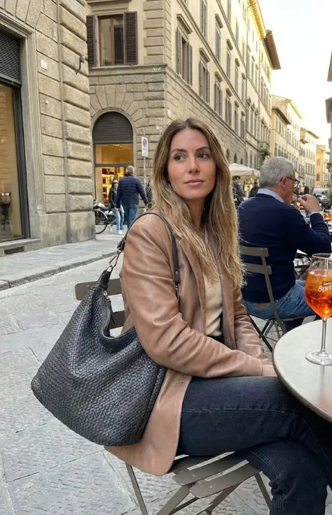 Sandro Barbera BAAY42846 borsa a spalla nero intrecciata