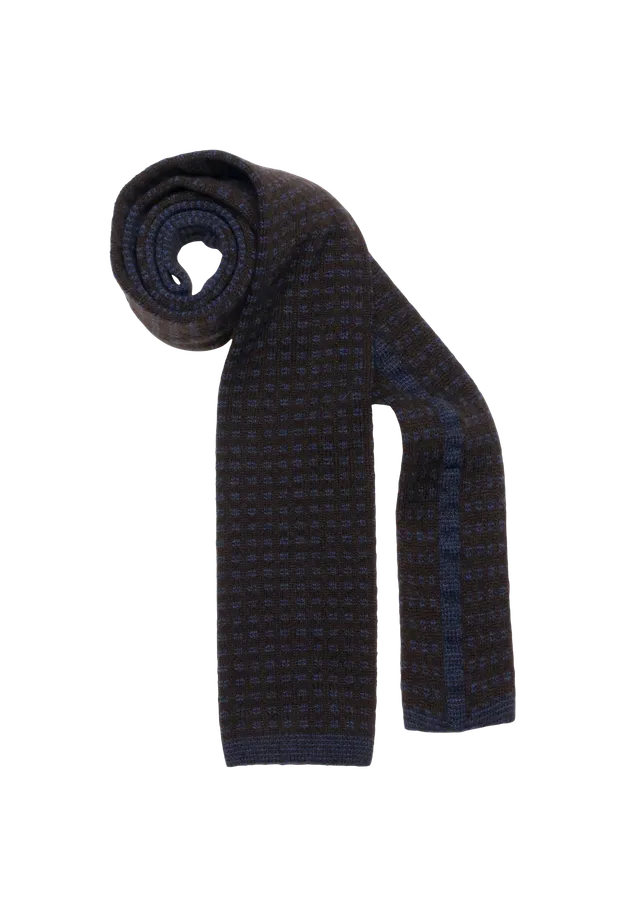 Stefano Bemer cravatta lana maglia marrone blu 8 cm Pattern 7