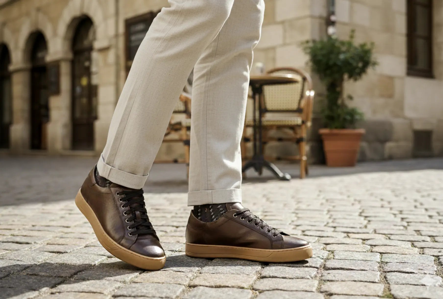 B68 Chill Brown Sneaker Uomo Marrone Pelle Bufalo Fatta a Mano