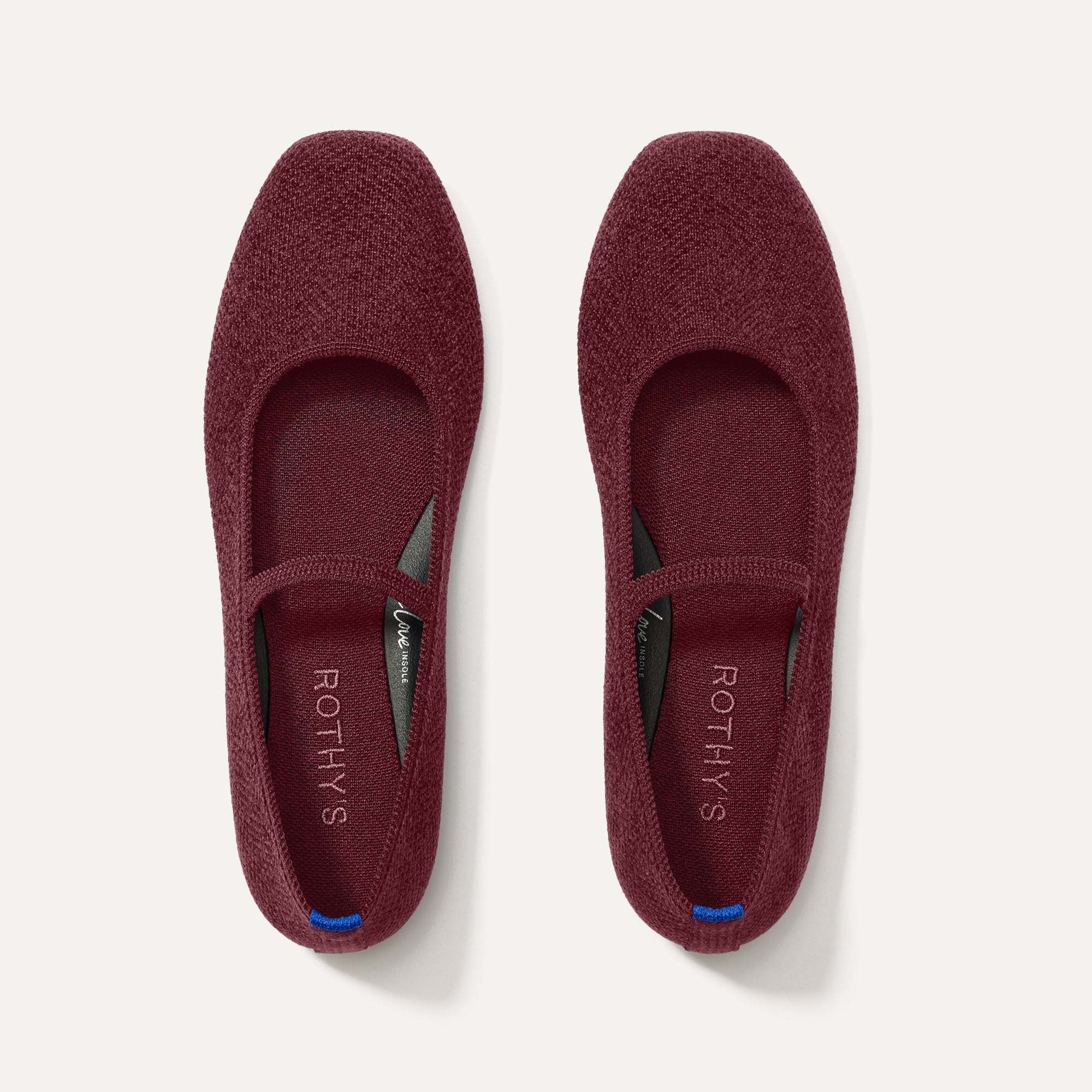 Rothy's The Max Square Mary Jane ballerine ReVelvet Syrah bordeaux