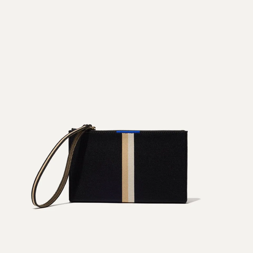 Rothy's Wallet Wristlet pochette Black Portobello Stripe righe