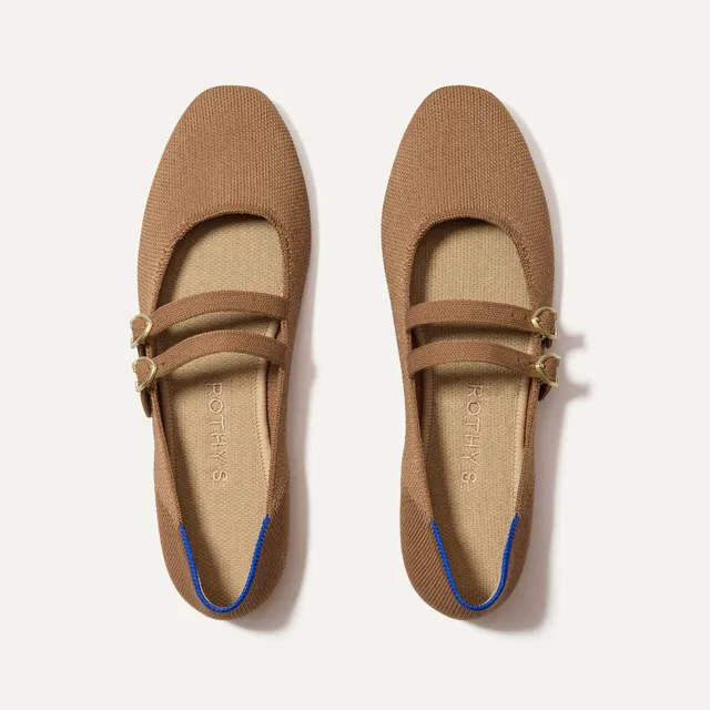 Rothy's The Double Buckle Mary Jane ballerine Java Chip cammello