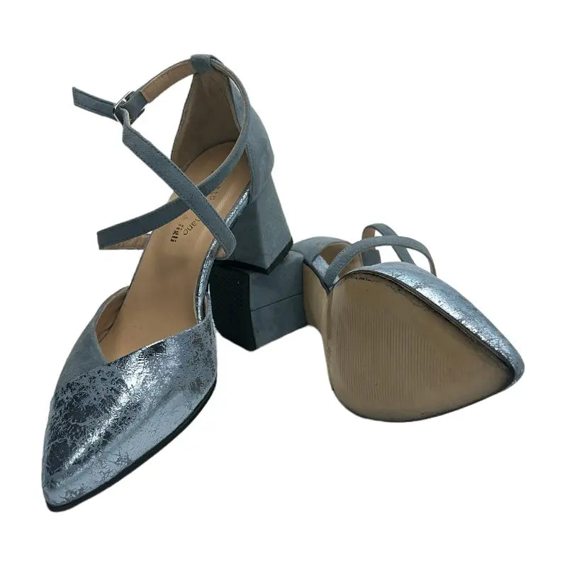 Sandro Barbera & Figli 706 scarpe donna azzurre pelle tacco 6