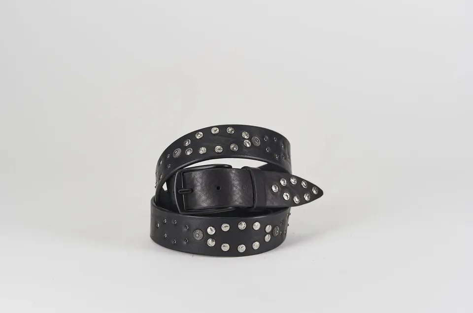 Sandro Barbera 013 35 Cintura Nero Cuoio Borchie H 4 cm