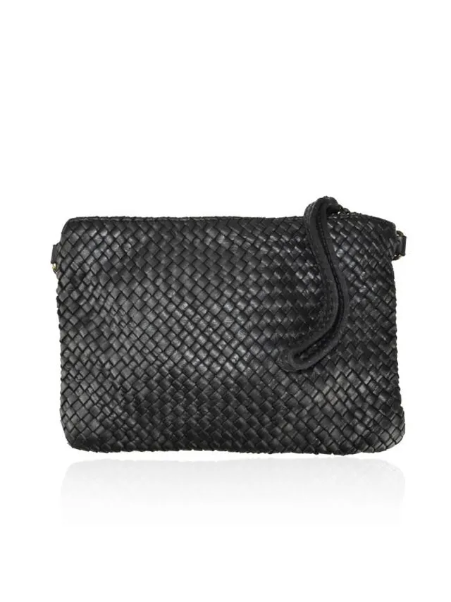 Sandro Barbera BAAY24826 pochette pelle intrecciata nera zip