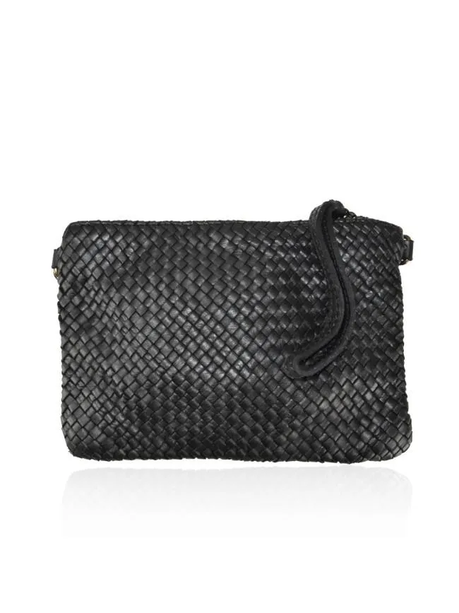Sandro Barbera BAAY24826 pochette pelle intrecciata nera zip