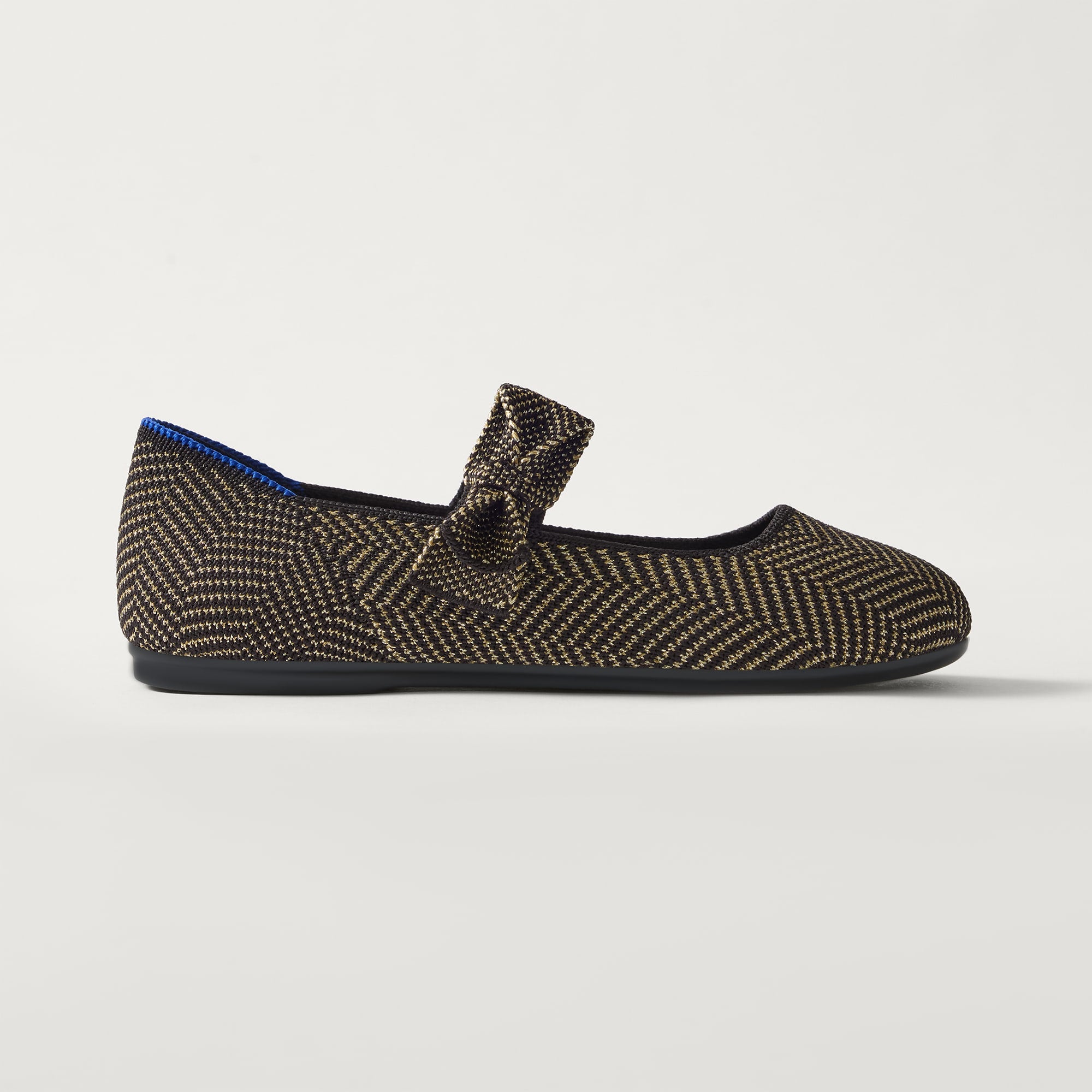 Rothy's The Kids Tux Bow Mary Jane scarpe nero oro metallizzato
