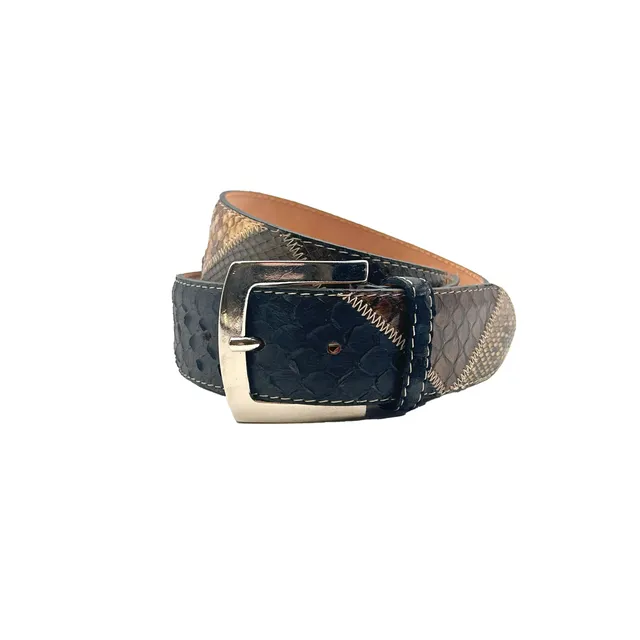 Sandro Barbera & Figli Cintura Vero Pitone Black Brown 4 cm