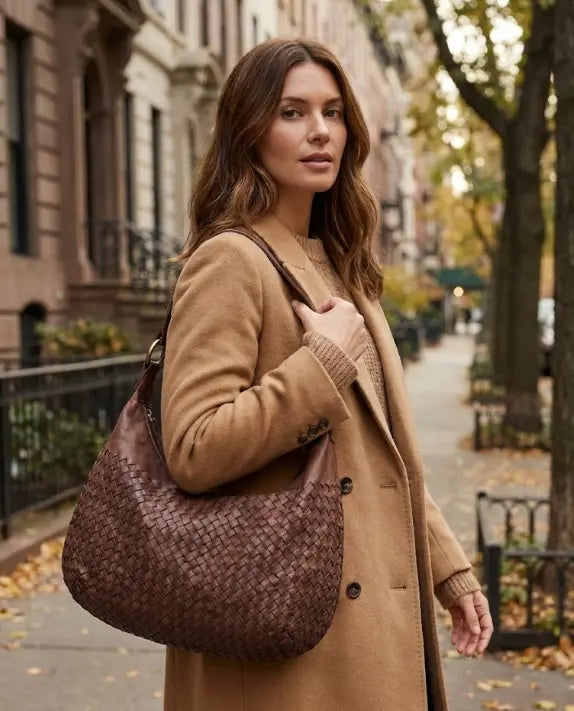 Sandro Barbera & Figli BAGE49854 borsa spalla intrecciata moro