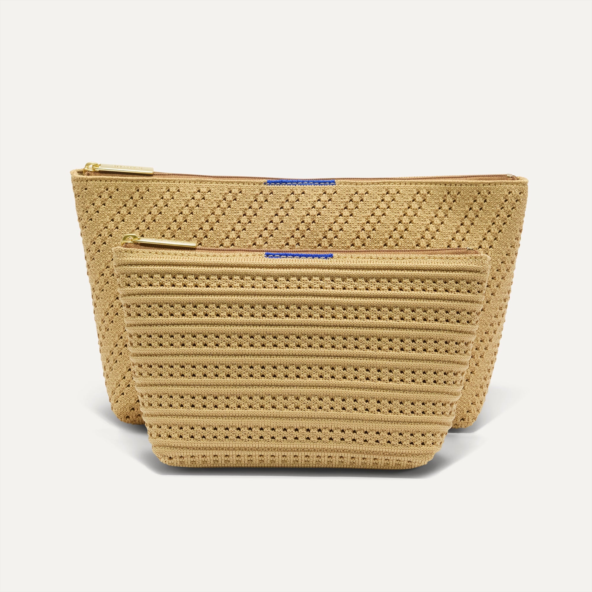 Rothy's The Travel Pouch Set pochette Brown Butter Crochet 2 pezzi