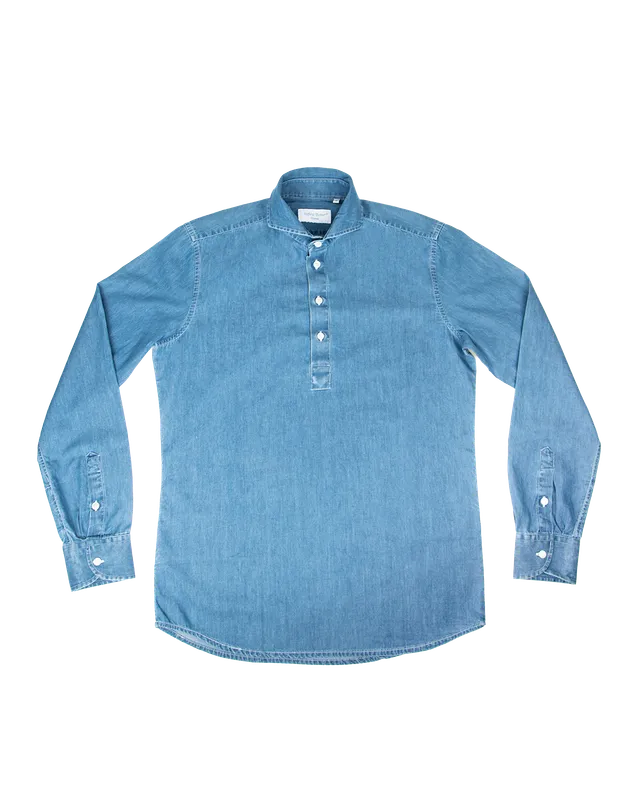 Stefano Bemer SV6022 Polo Denim Uomo Taglia M Lavaggio Chiaro
