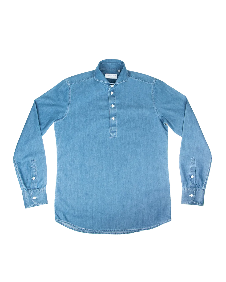 Stefano Bemer SV6022 Polo Denim Uomo Taglia M Lavaggio Chiaro