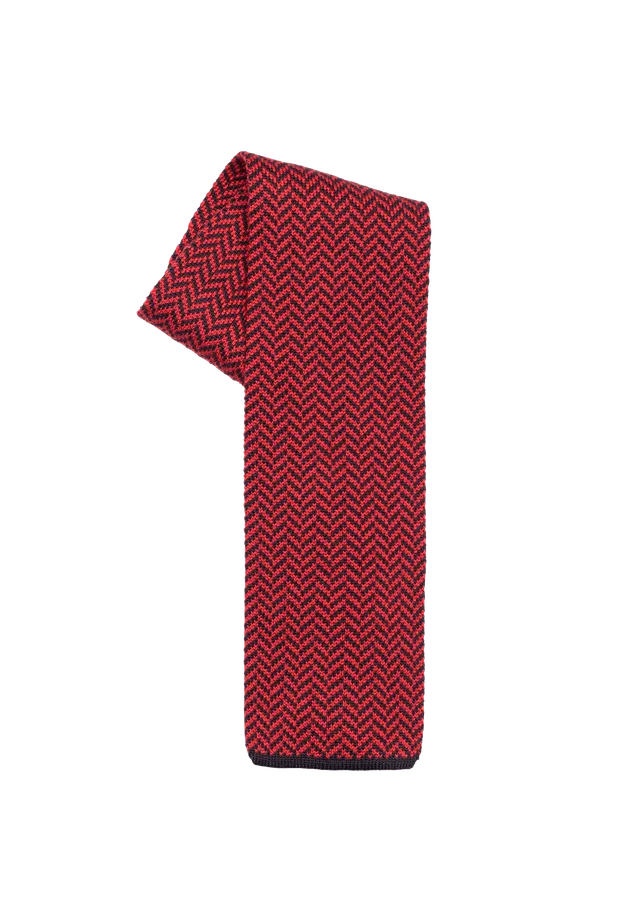 Stefano Bemer Cravatta Maglia Cotone Rosso Rubino 8 cm