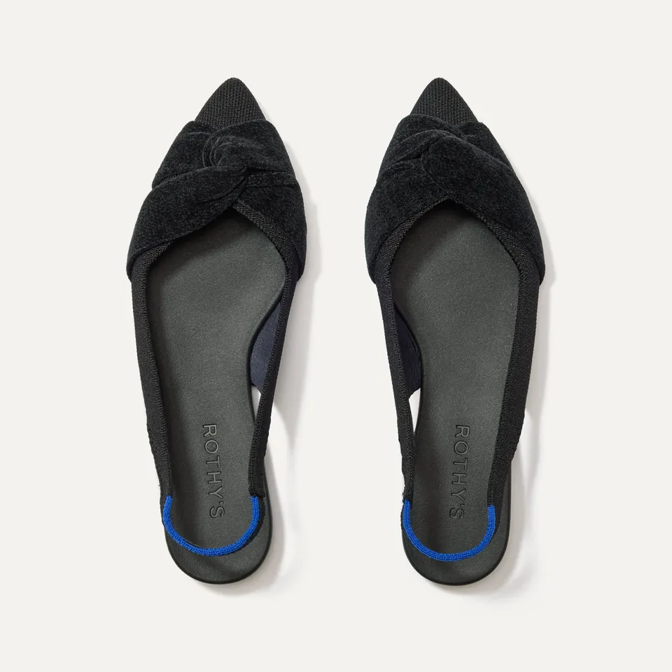 Rothy's The Twist Point Slingback ballerine nero