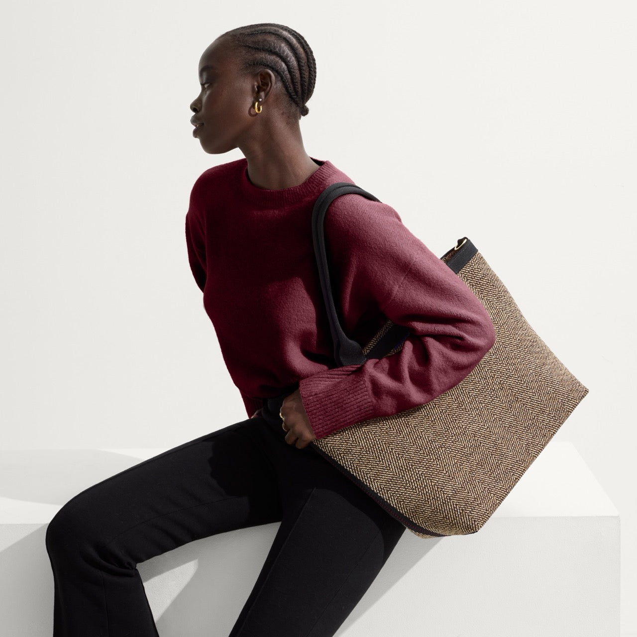 Rothy's Tote Bags The Lightweight Zip Tote borsa Cacao Herringbone