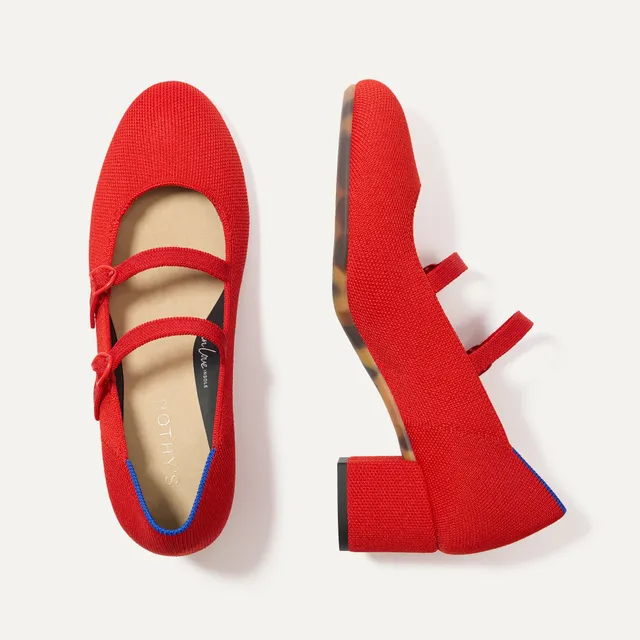 Rothy's Double Buckle Mary Jane decollete Bright Red fibbia