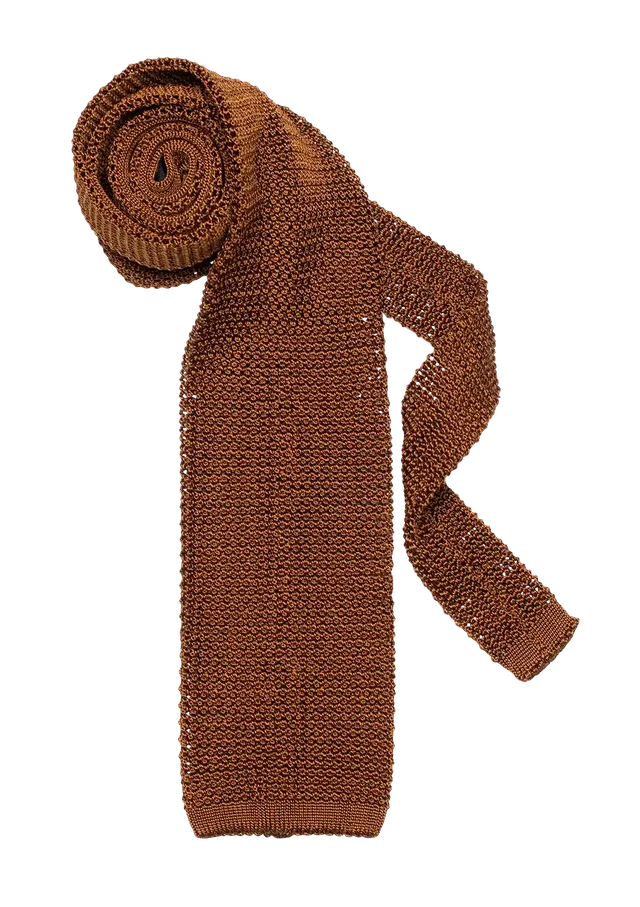 Stefano Bemer Ties Cravatta Seta Ruggine Maglia 8 cm