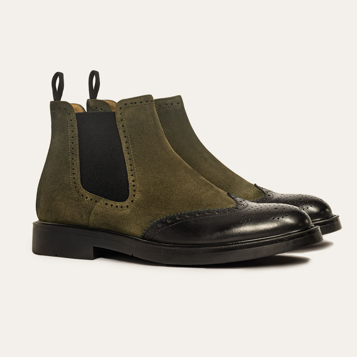 Dellovo Bruni Stivaletto Uomo nero-mility pelle bicolore