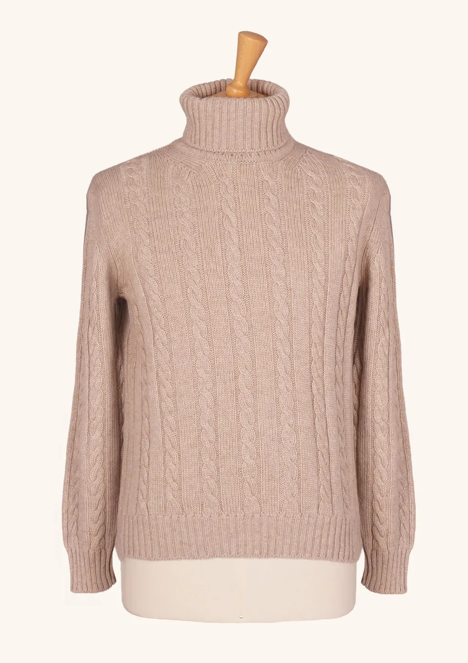 Stefano Bemer dolcevita beige cashmere taglia 50 trecce