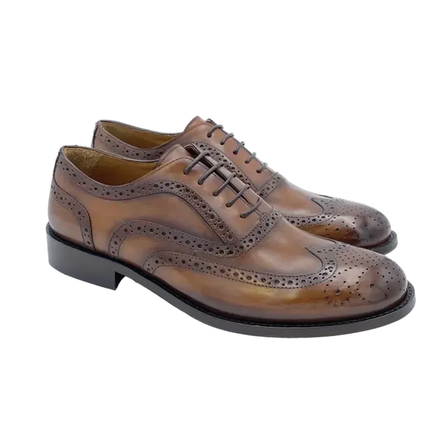 Sandro Barbera 44205 Oxford Uomo Marrone tinta a mano brogue