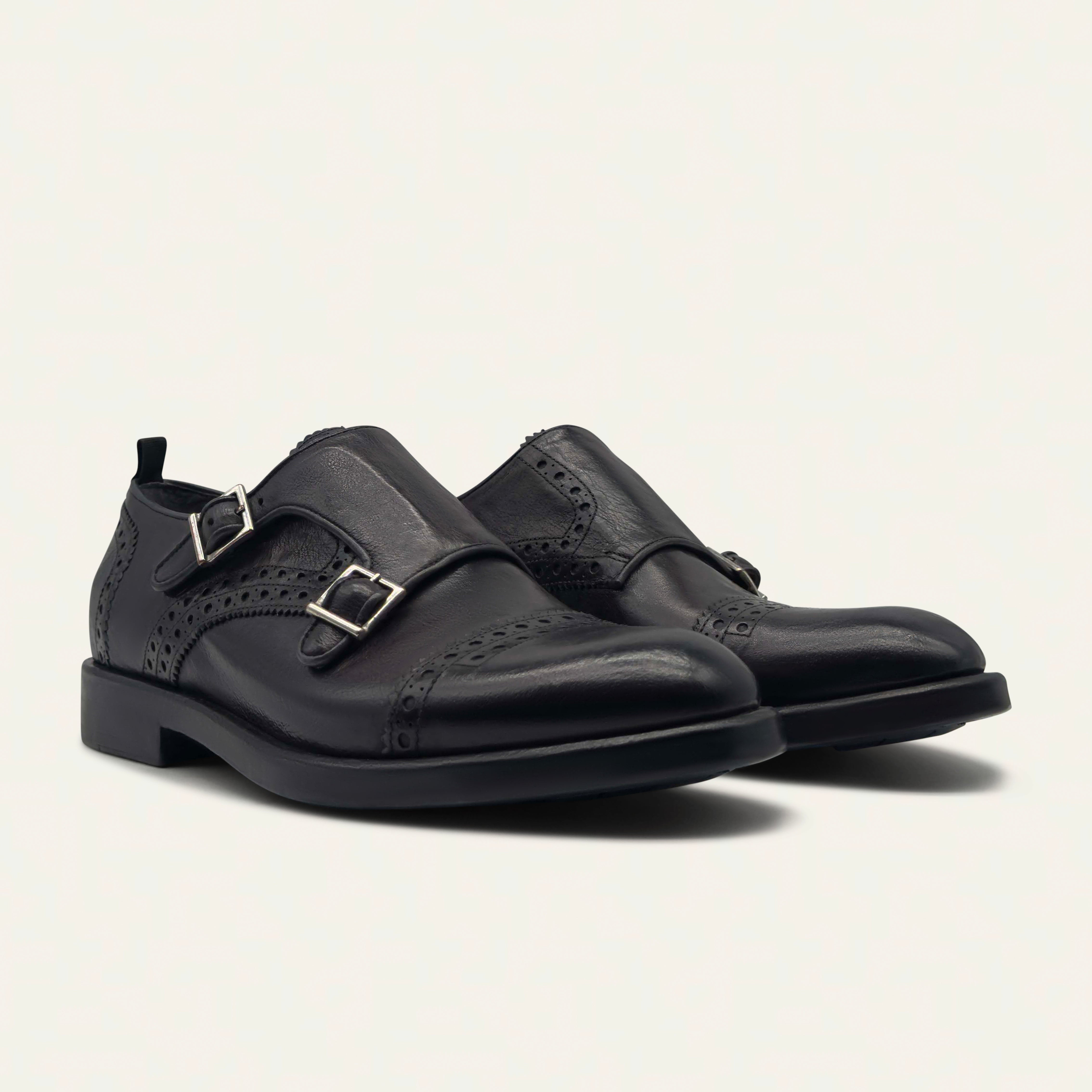 Dellovo Laceno monk strap bufalo Piombo