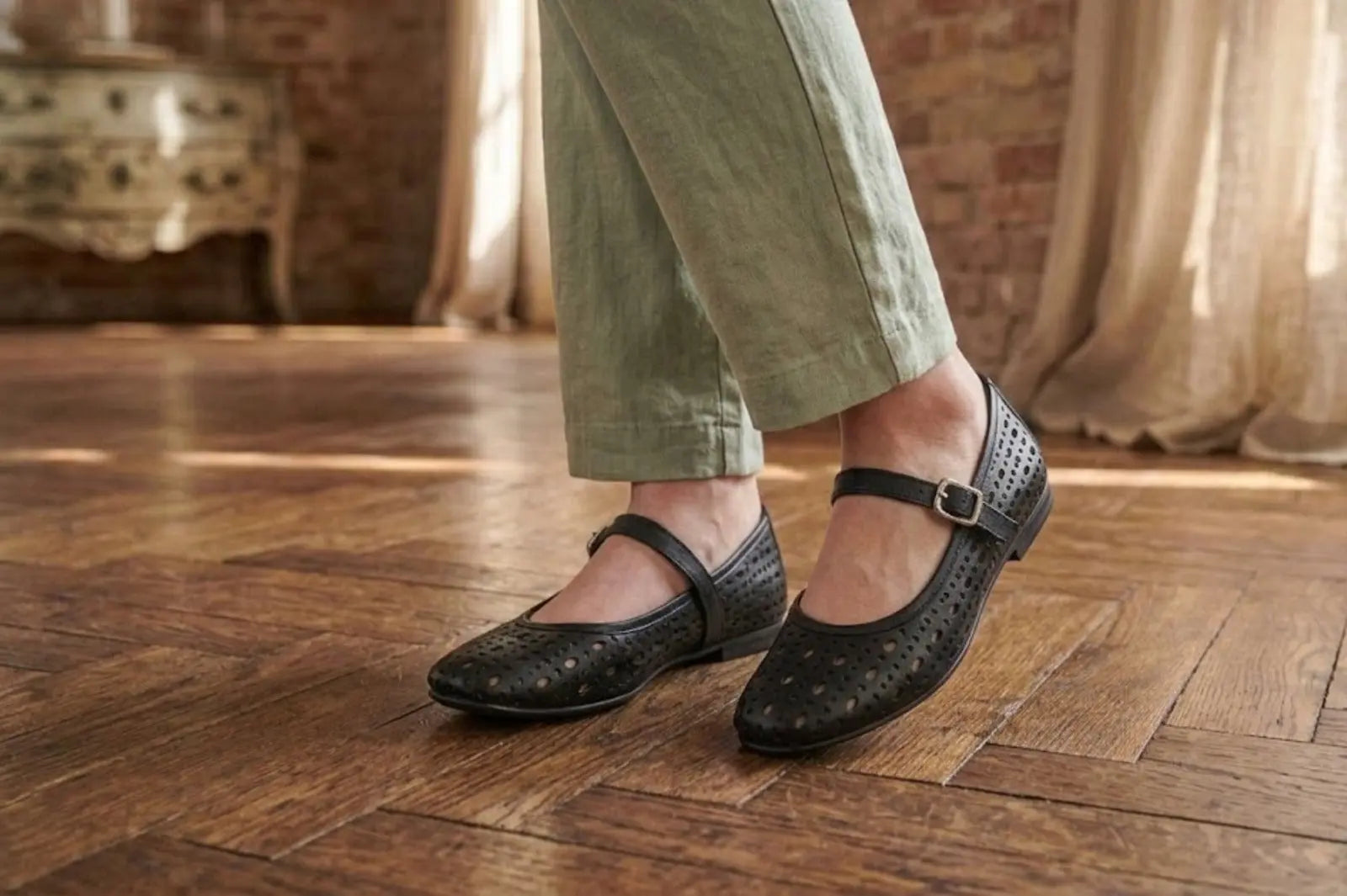 Sandro Barbera & Figli Ambra 12 Mary Jane donna pelle nero traforato