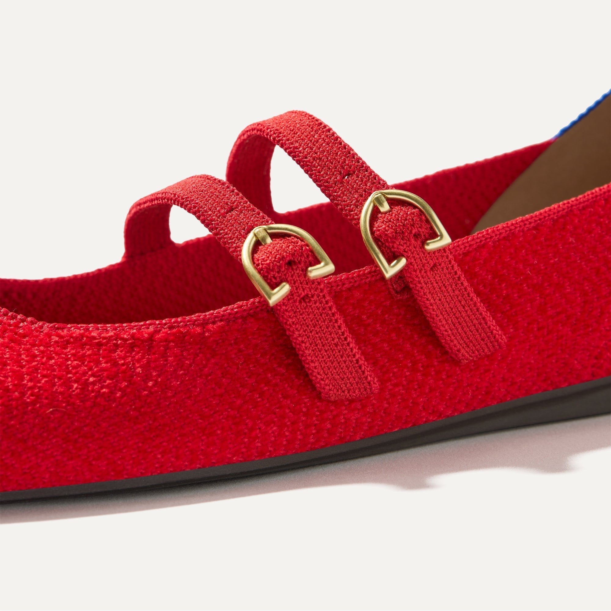 Rothy's The Double Buckle Mary Jane ballerine Red Crisp revelvet