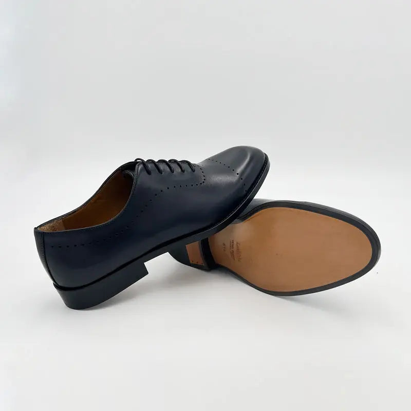 Sandro Barbera 33209 Oxford stringate uomo pelle blu tinta mano