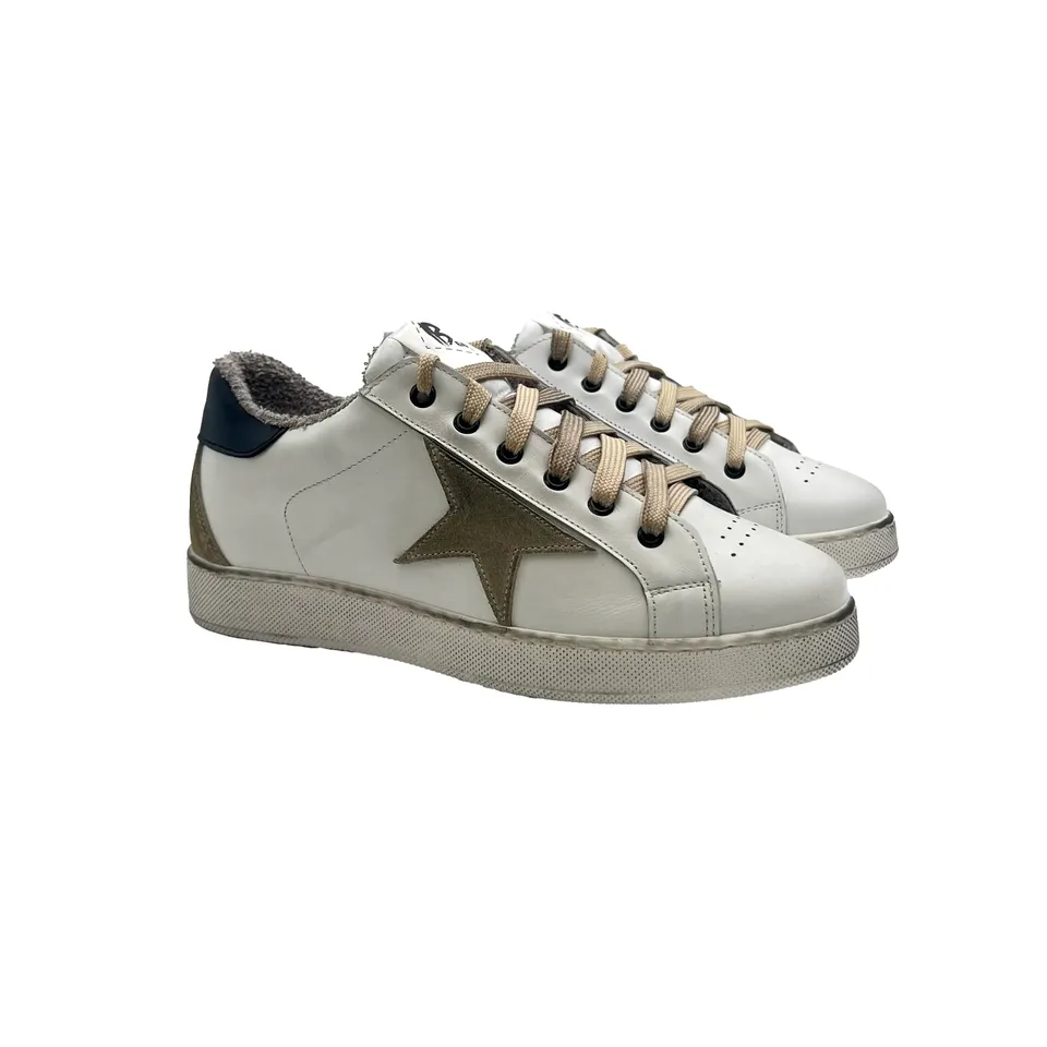 B68 New Hollywood sneaker uomo bianco pelle