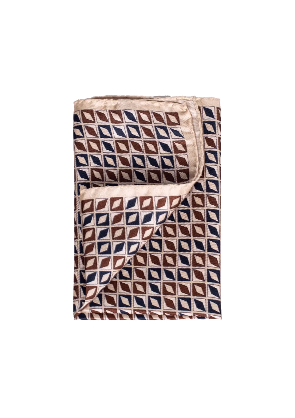 Stefano Bemer Pocket Squares Pochette Uomo Seta Beige Blu