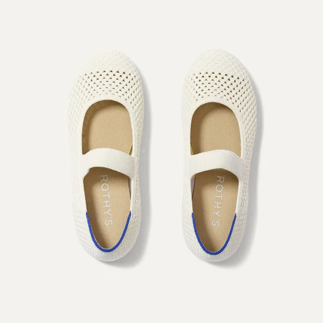 Rothy's The Kids Mary Jane ballerine White Open-Knit