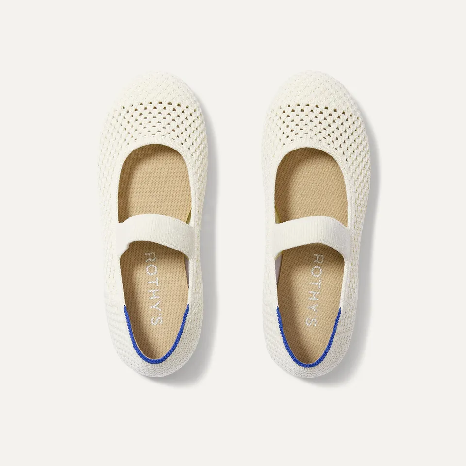 Rothy's The Kids Mary Jane ballerine White Open-Knit