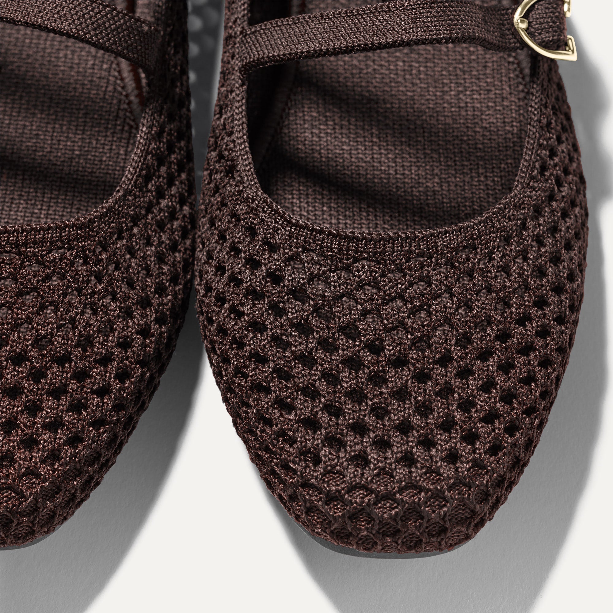 Rothy's The Double Buckle Mary Jane ballerine Chocolate Mesh traforata