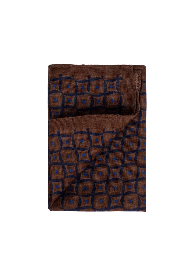 Stefano Bemer SV5004/A pochette lana blu fantasia rombi