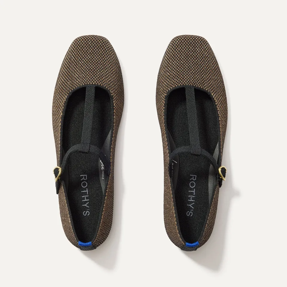Rothy's Flats The T-Strap Mary Jane Ballerine Bronzite