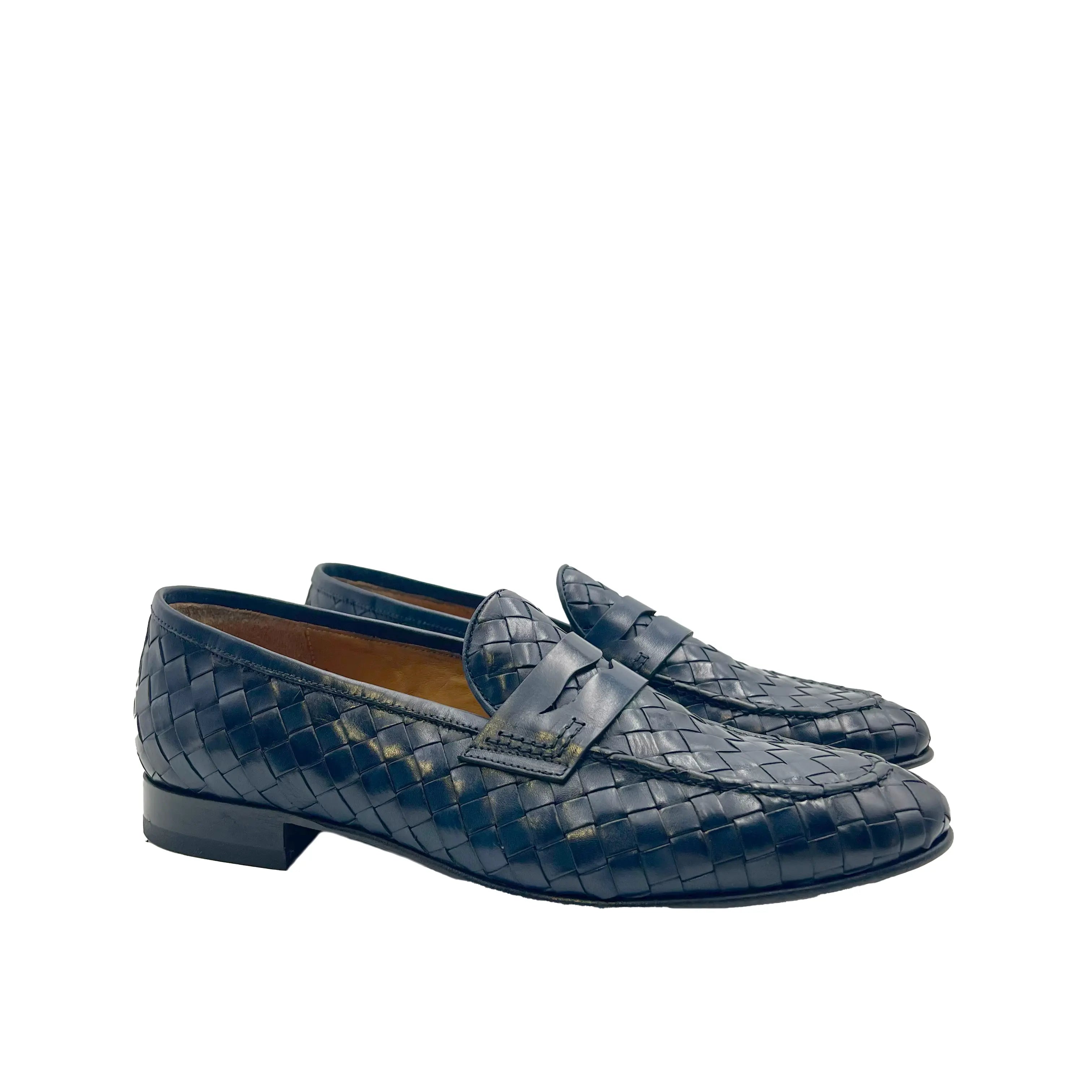 Sandro Barbera Mocassini Penny Loafer 42204 mocassino uomo blu cuoio