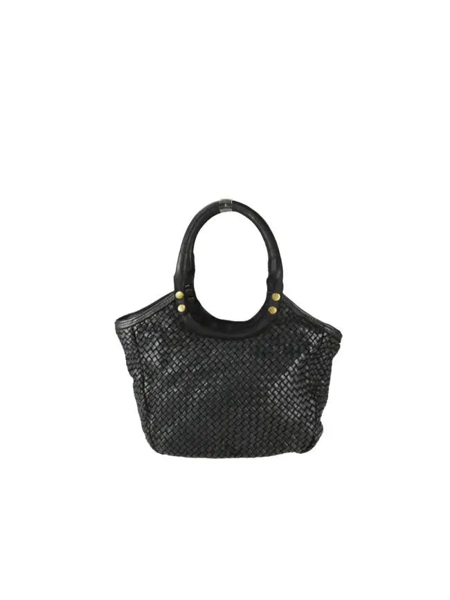 Sandro Barbera BAHD49854 Borsa Mano Pelle Nera Intrecciata