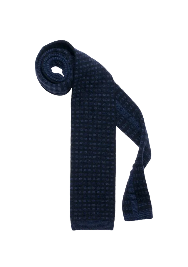 Stefano Bemer Ties Pattern 7 cravatta lana blu navy 8 cm