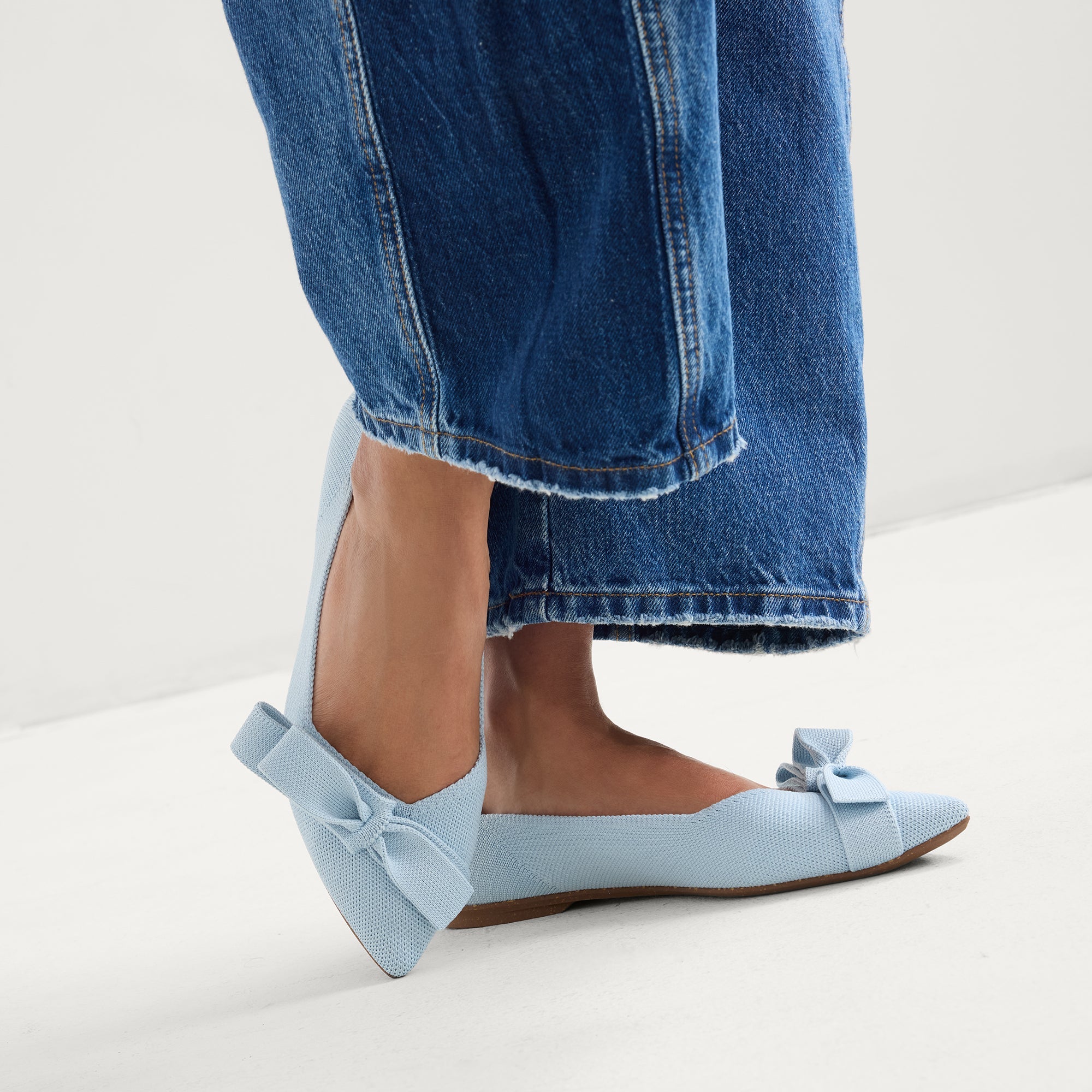 Rothy's Bow Point II ballerine powder blue azzurre