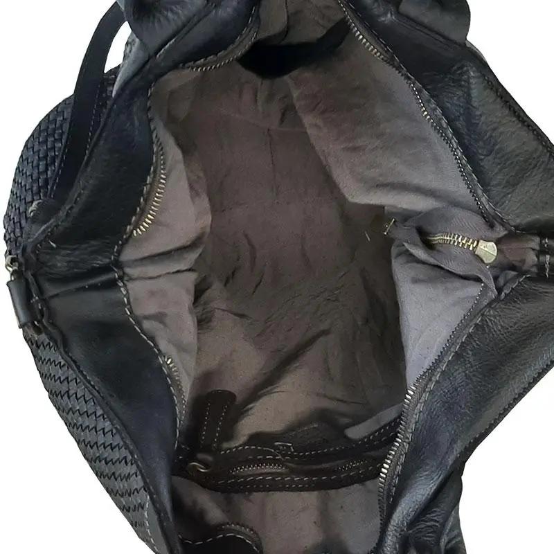 Sandro Barbera Bazi59 borsa intrecciata nera pelle donna